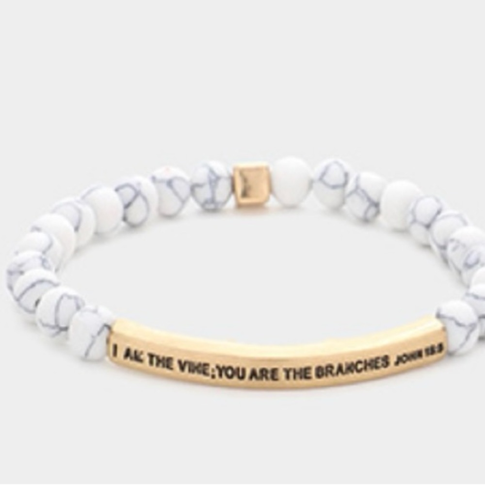 Gold and White Beaded Bracelet